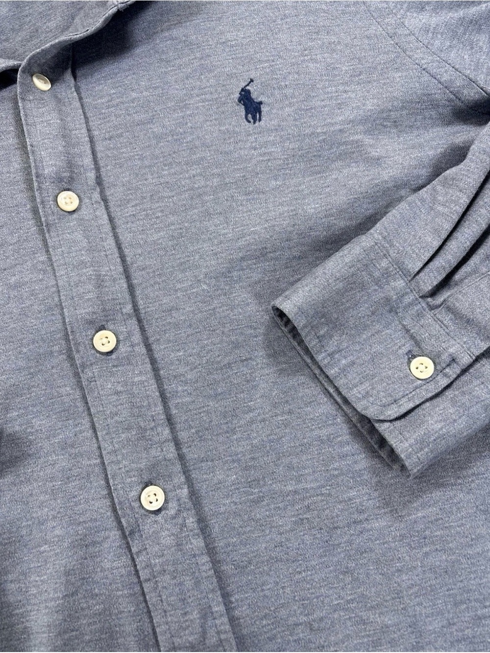 Polo Ralph Lauren Men’s XL Blue 100% Cotton Long-Sleeve Knit Dress Shirt